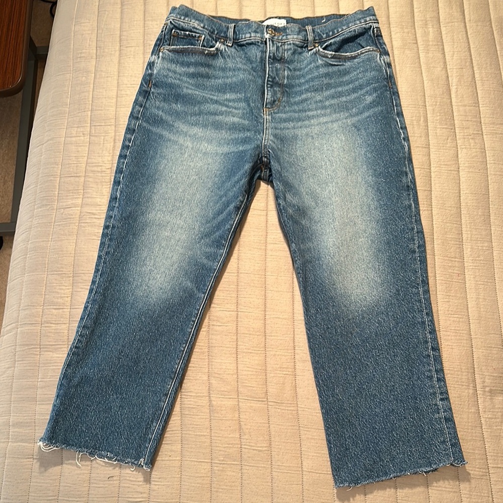 LOFT Straight Crop Jeans, Raw Hem, High Waisted